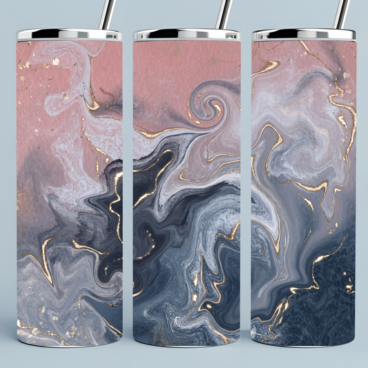 Marble Effect Pink and Blue with gold fleck tumbler