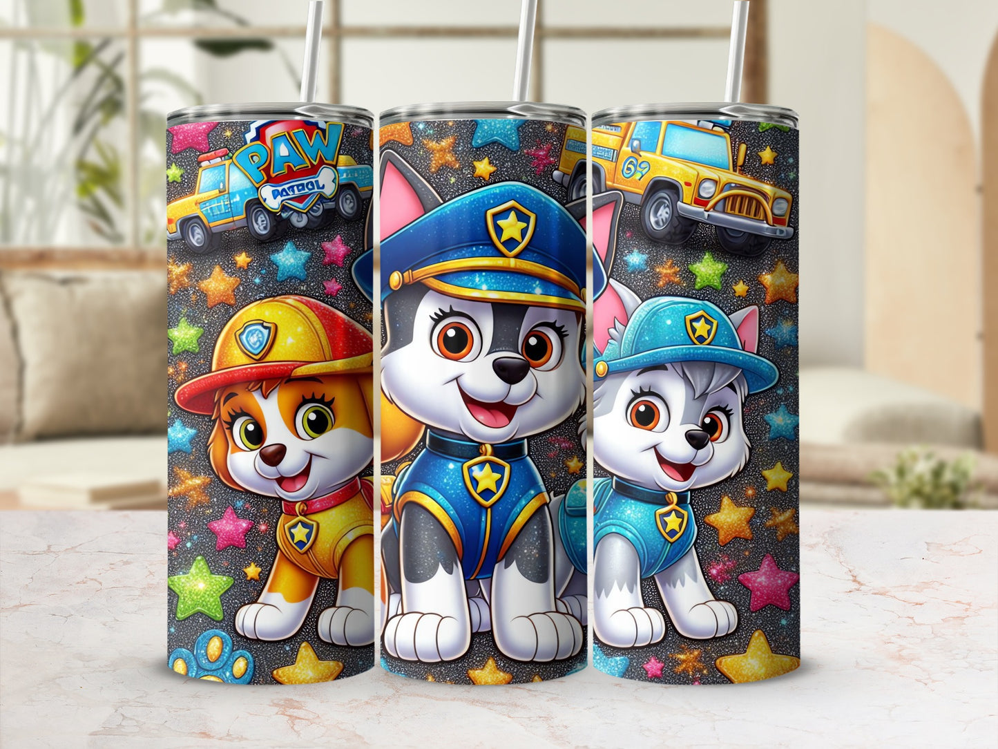 Colorful Paw Patrol Themed Stainless Steel Tumbler