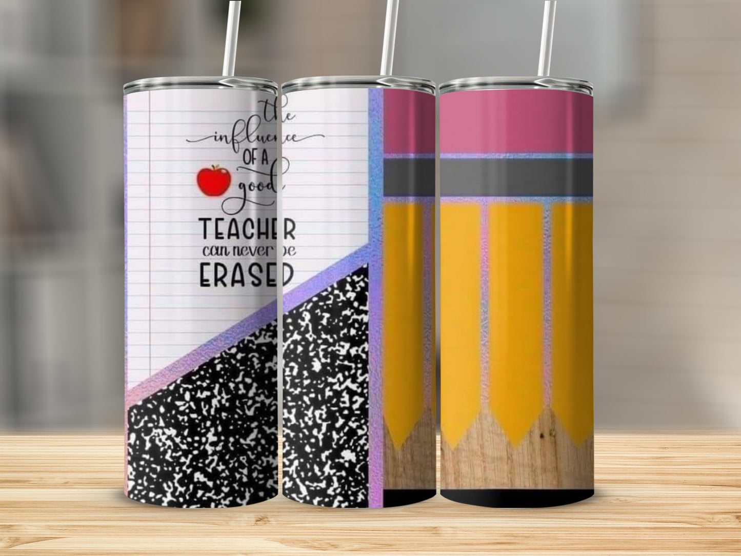 Teacher Can Never Be Erased with Apple Tumblers