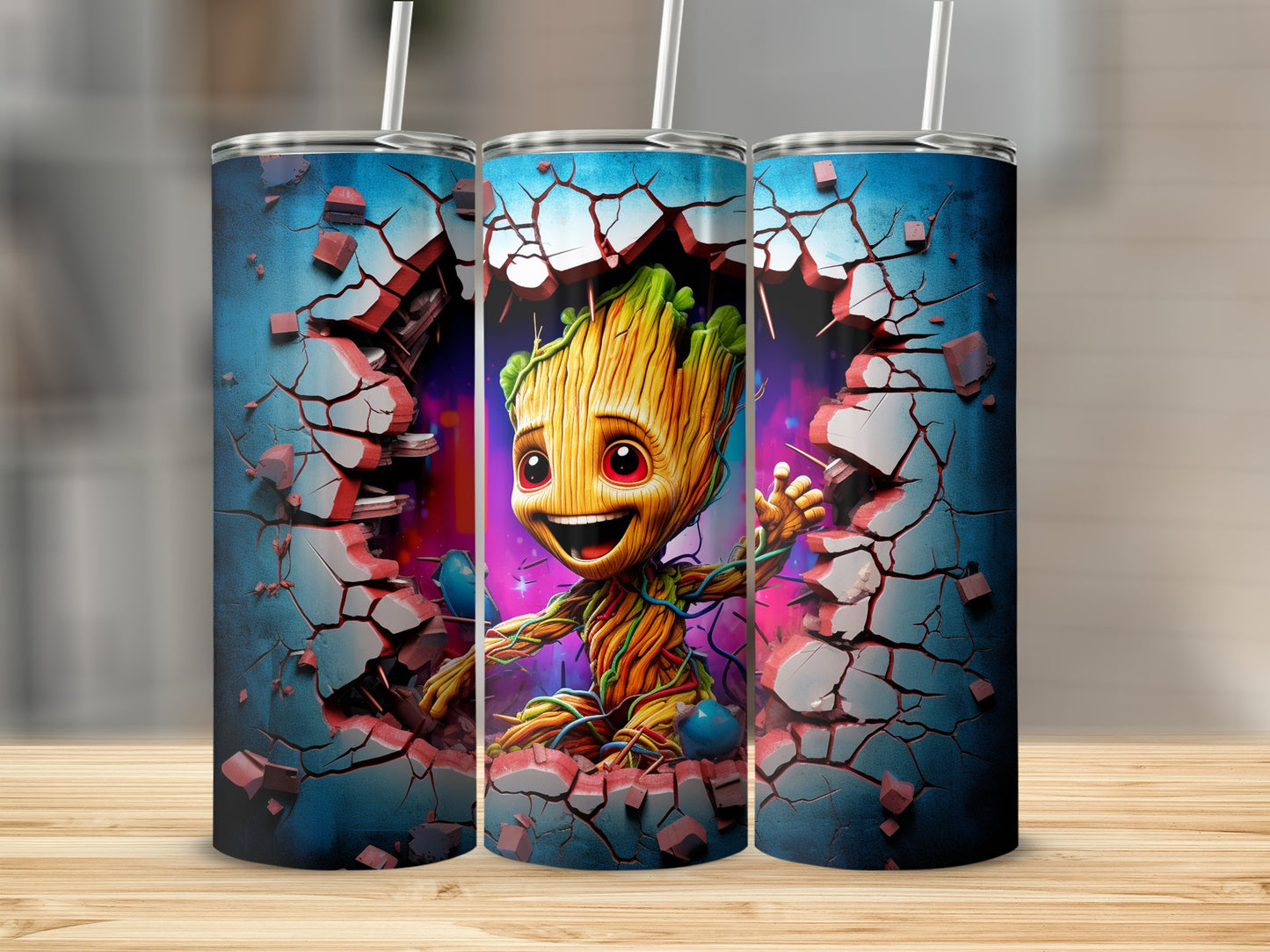 Cute Baby Groot Tumbler with Breakthrough Design