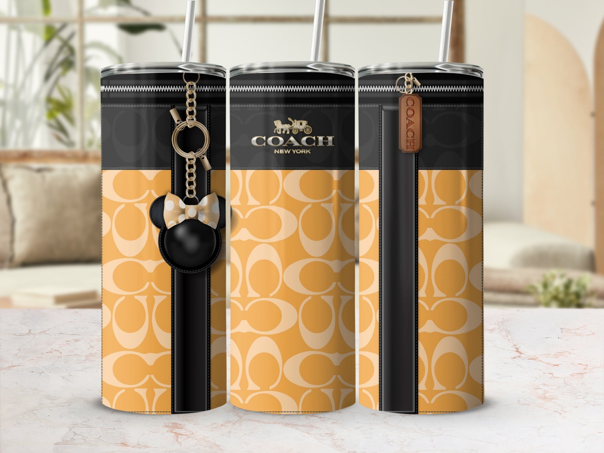 Stylish Black and Yellow Designer Tumbler Cup