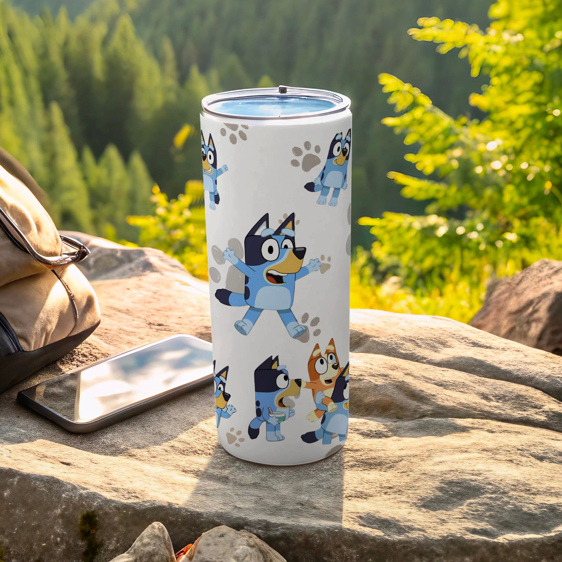 Blue Cartoon Character Tall Insulated Travel Tumbler