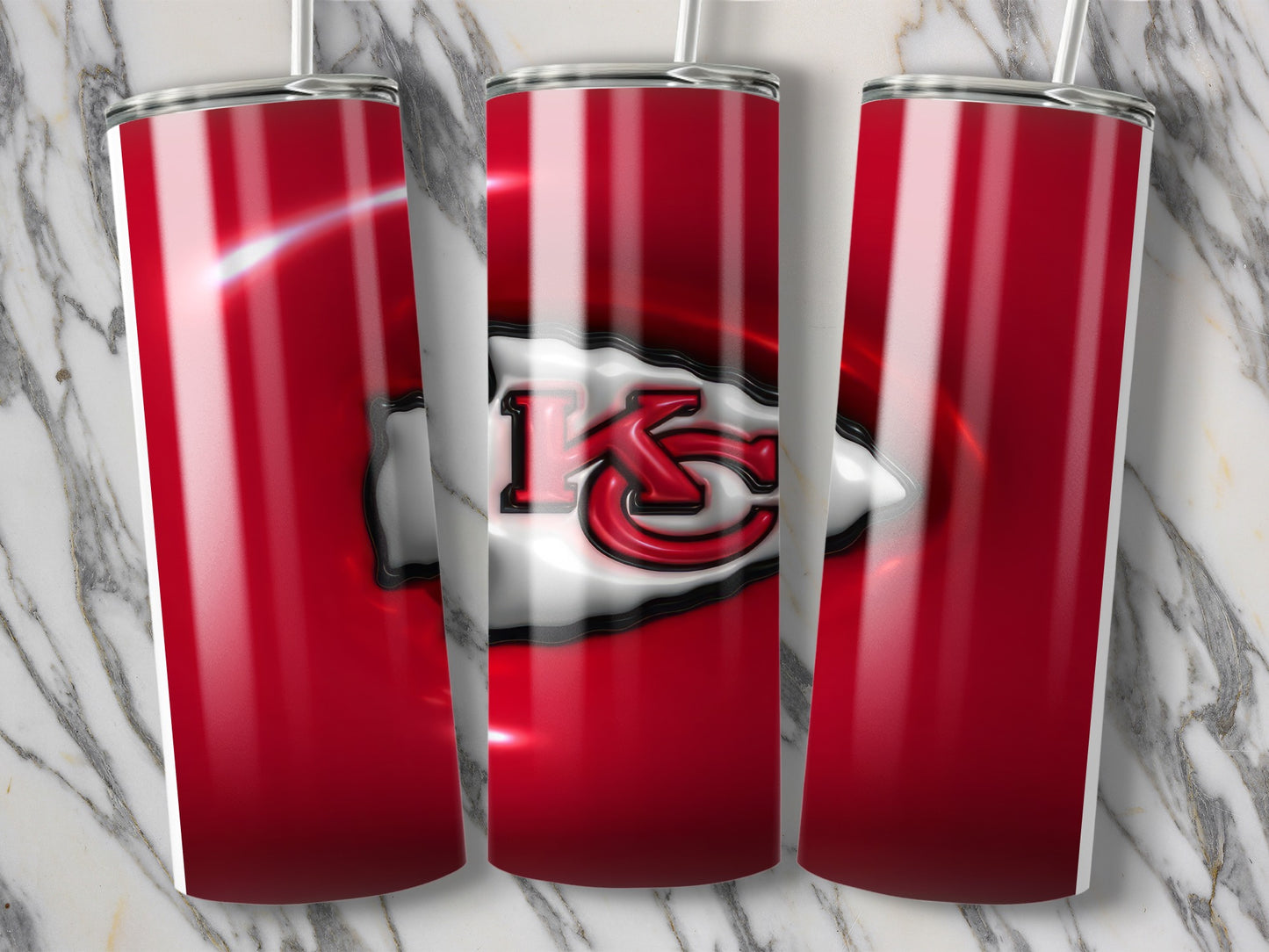 Kansas City Chiefs Glossy Emblem on Red Background Tumblers