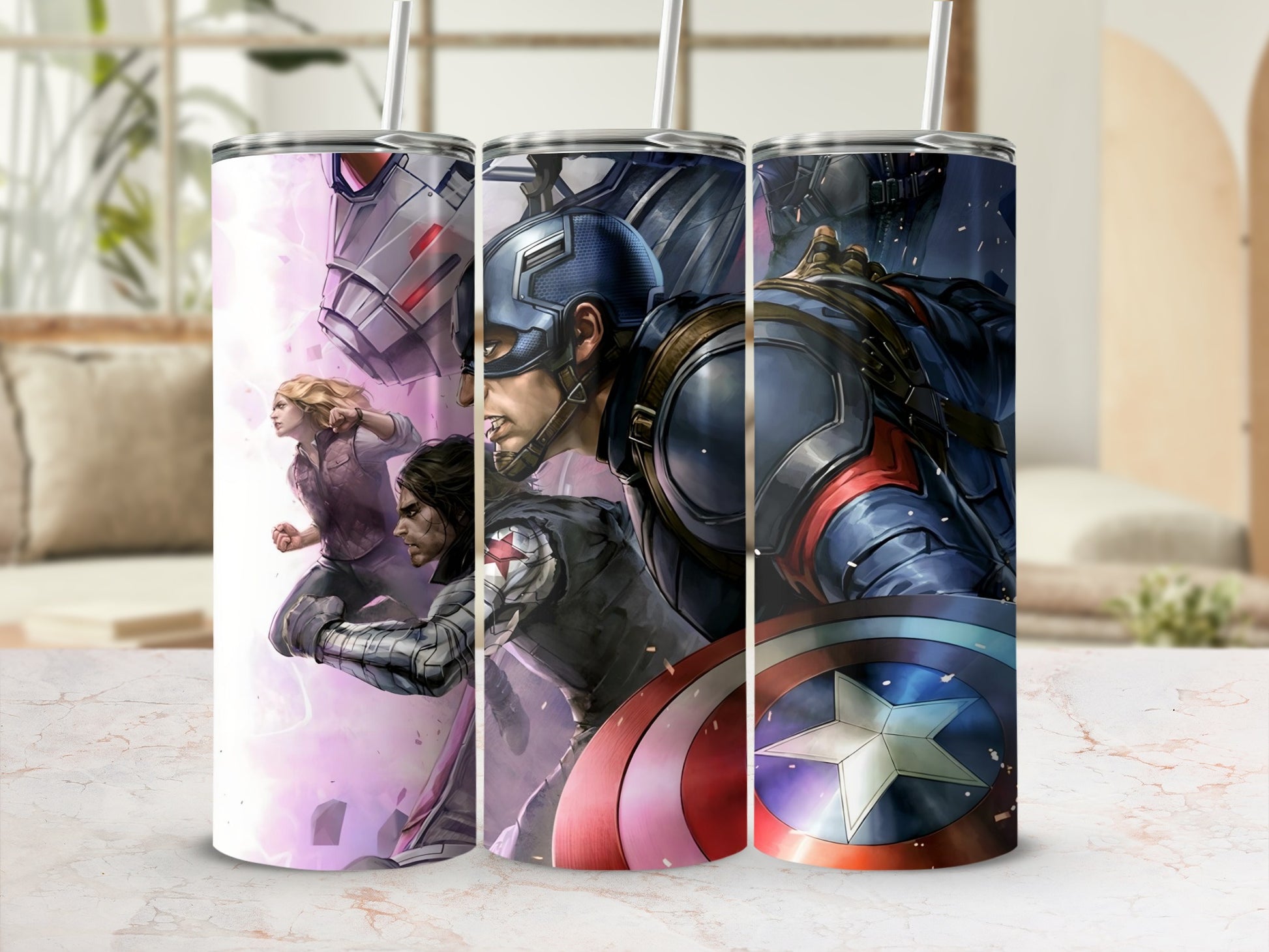 Superhero Themed Tumblers with Epic Artwork Designs