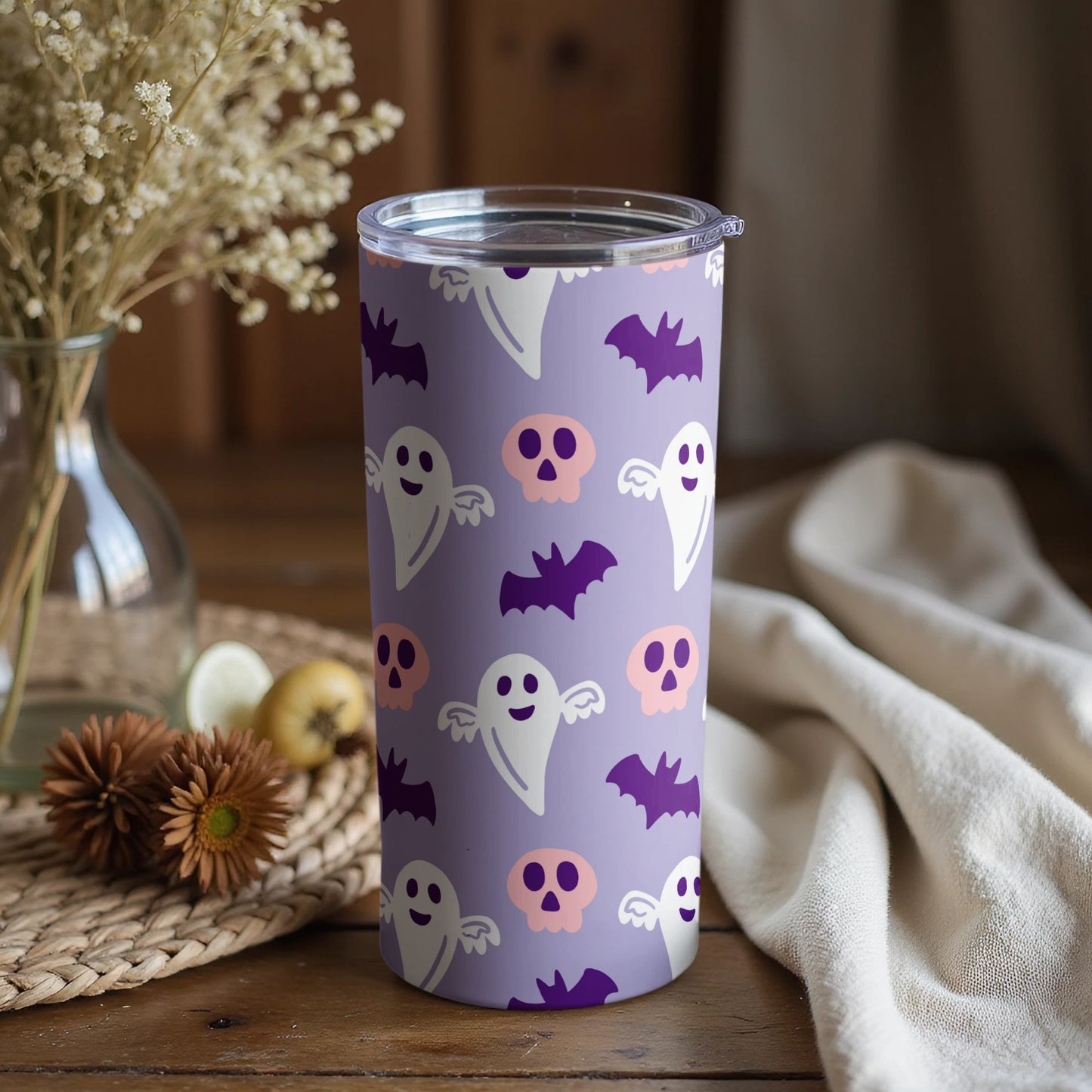 Cute Halloween Ghosts Bats and Skulls Design Tumbler