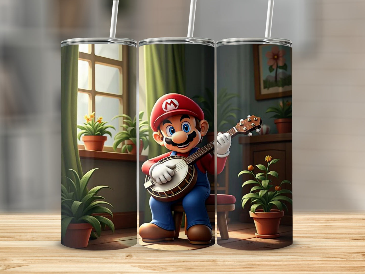 Mario Playing Banjo Art Design Stainless Steel Tumbler