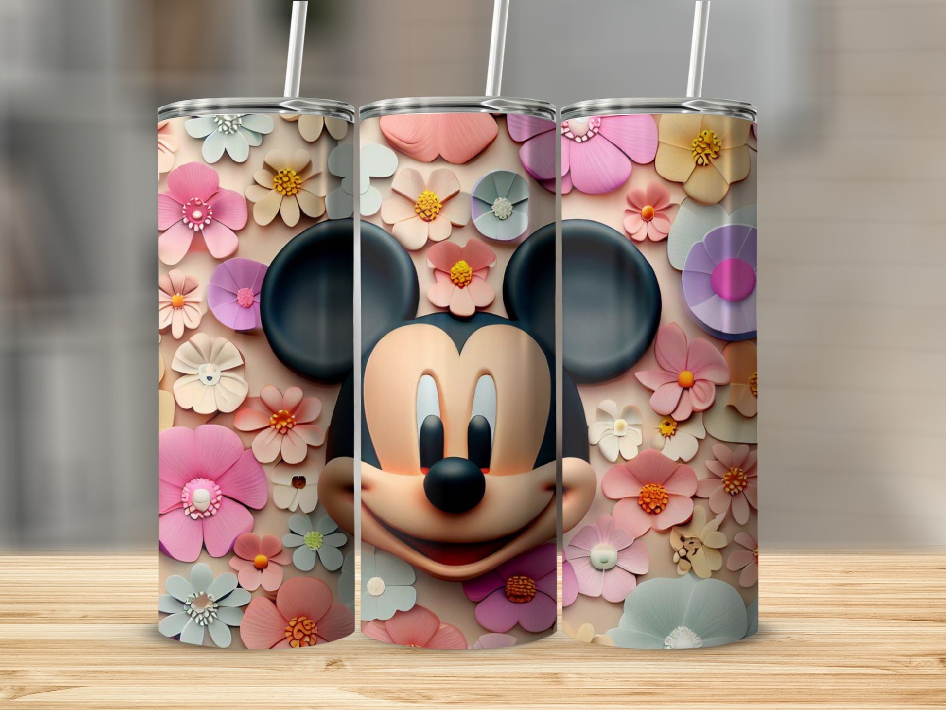 Colorful Floral Mickey Tumbler for Kids and Adults