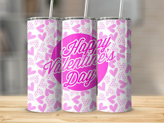 Happy Valentine's Day Pink Tumbler Flask