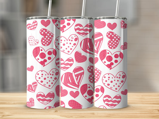 Heart Pattern Design Tall Stainless Steel Tumblers
