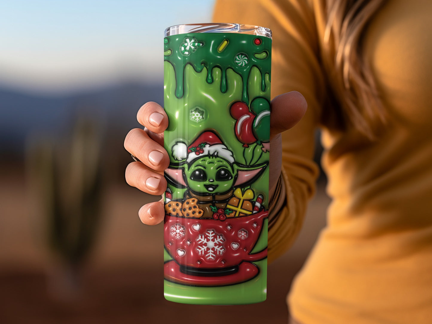 Festive Baby Elf in Holiday Mug Christmas Tumbler Cup