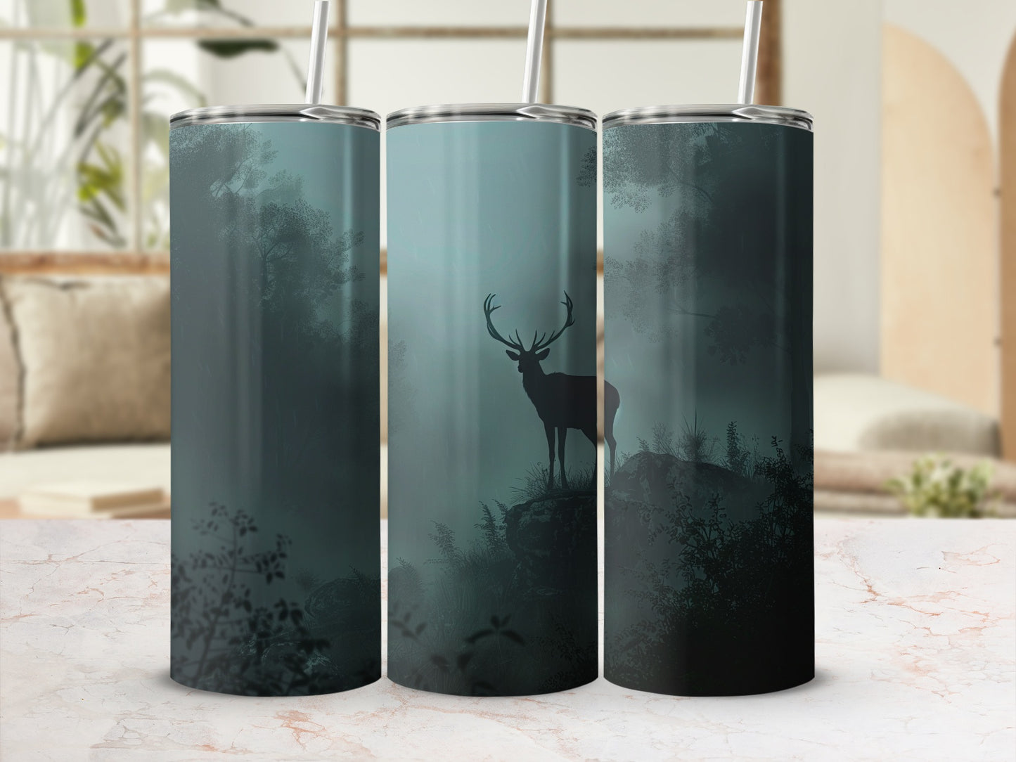 Misty Forest Stag Silhouette Design Tumbler product type
Deer, Stag, Antlers, Forest, Misty, Foggy, Silhouette, Wildlife, Nature, Outdoors, Woodland, Tumbler, Drinkware, Insulatedcup, Animaldesign, Darkaesthetic, Mysterioustheme, Greentones, Bluedesign, Beverages