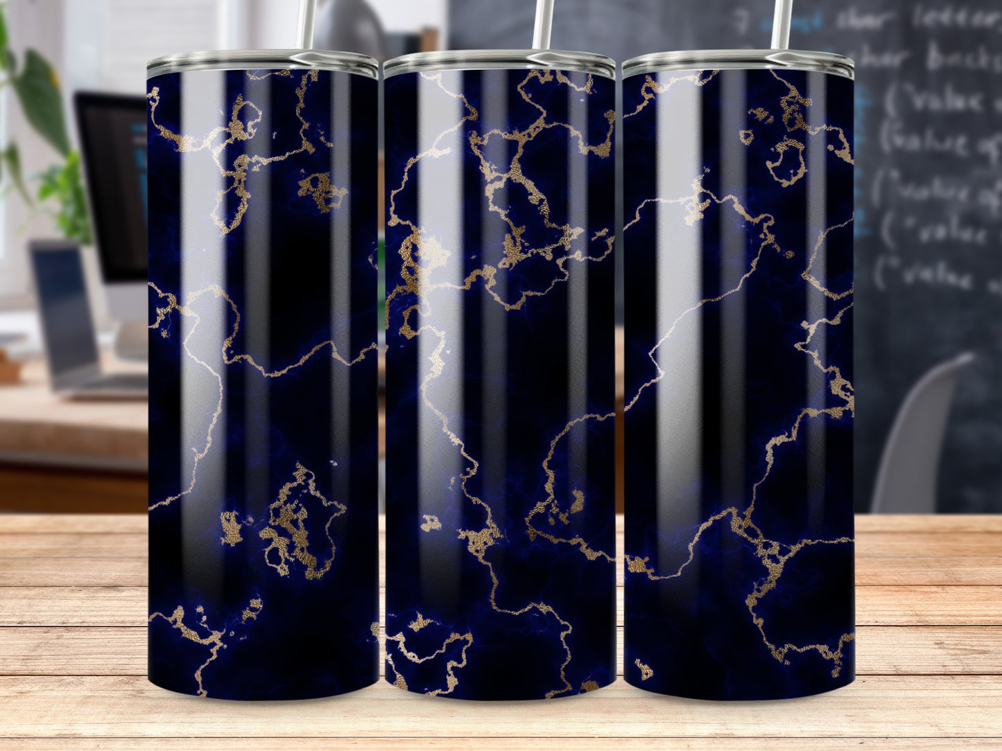 Dark Blue Gold Marble Pattern Elegant Tumbler product type