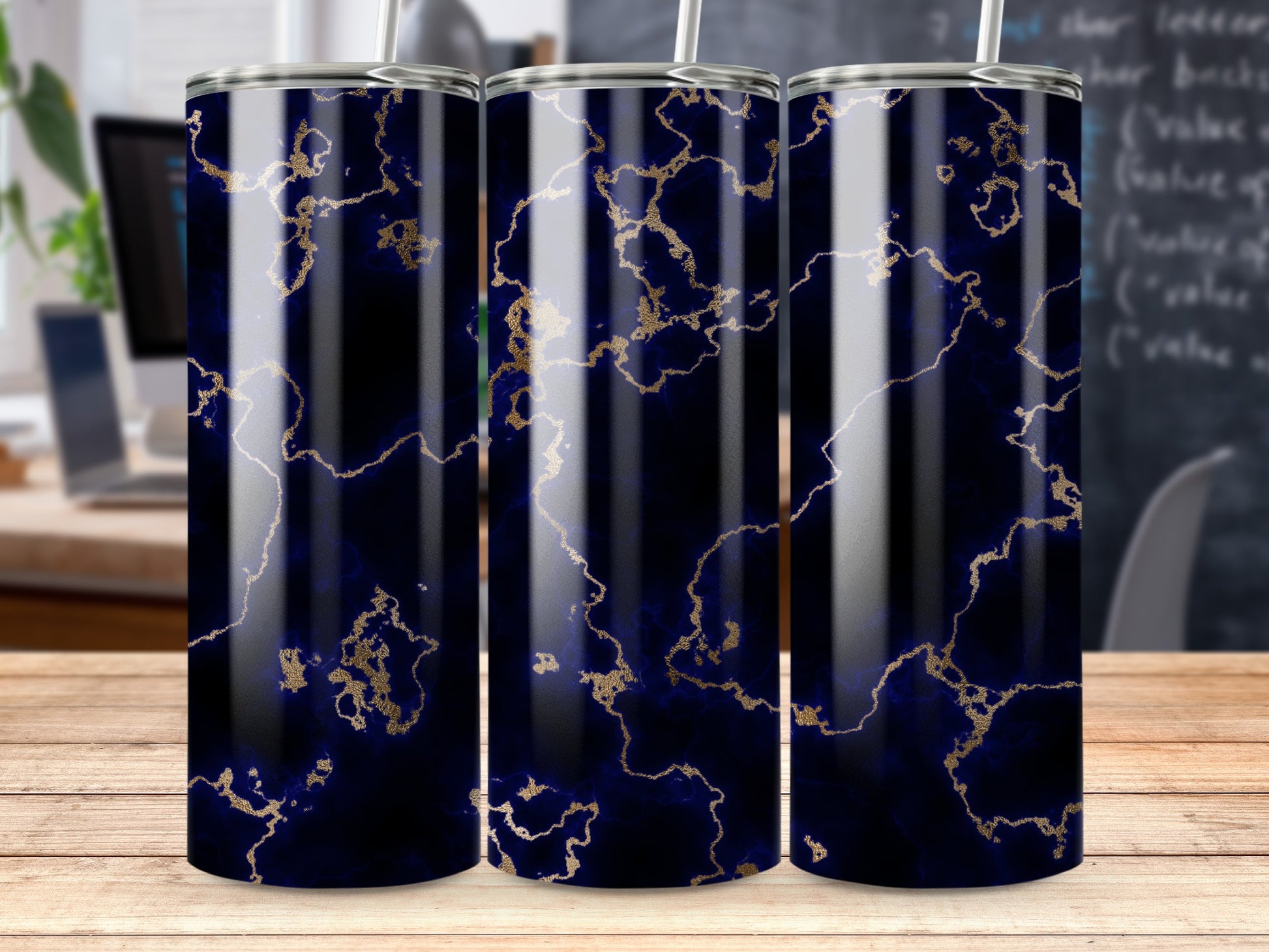 Dark Blue Gold Marble Pattern Elegant Tumbler product type