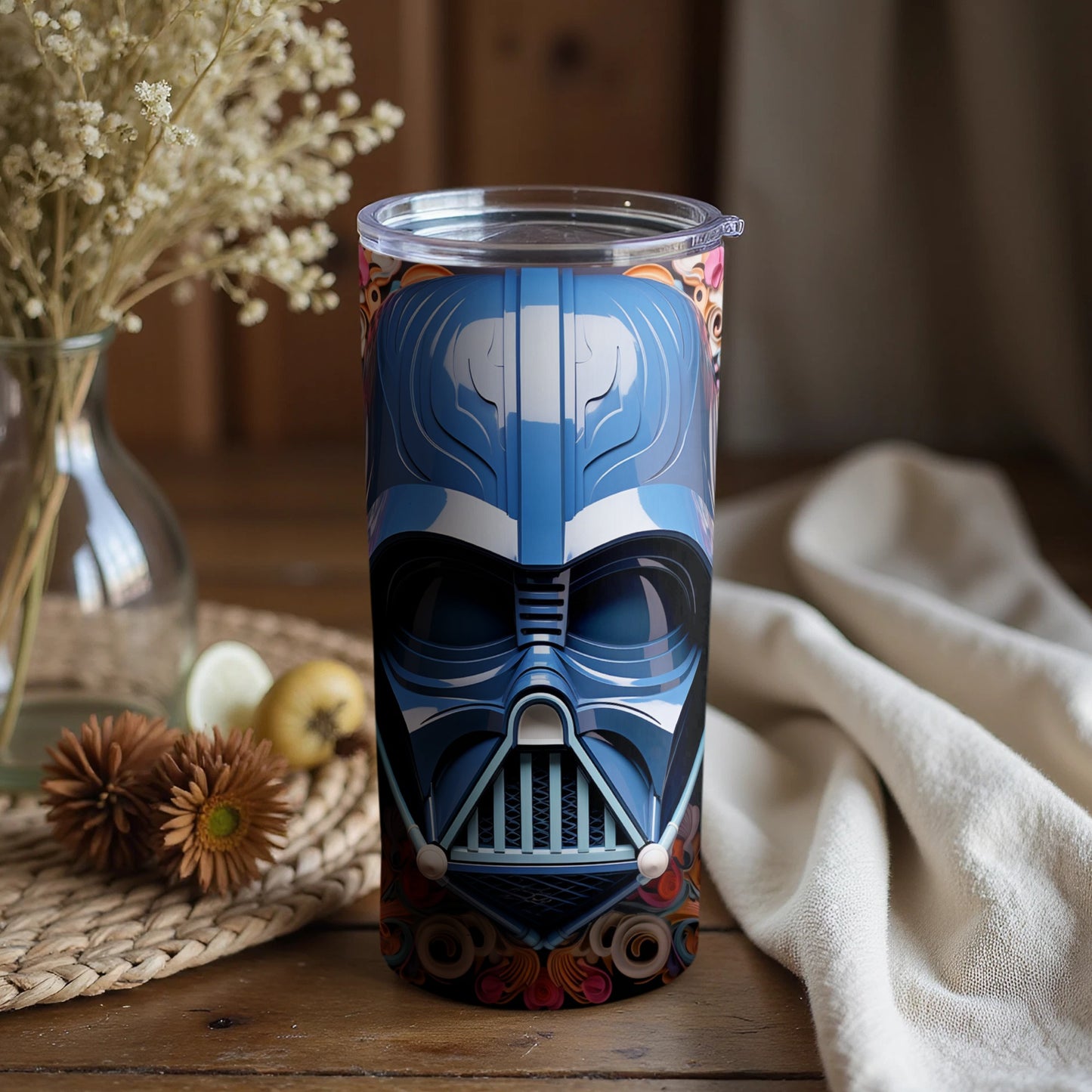 Darth Vader Floral Pattern Insulated Tumbler
