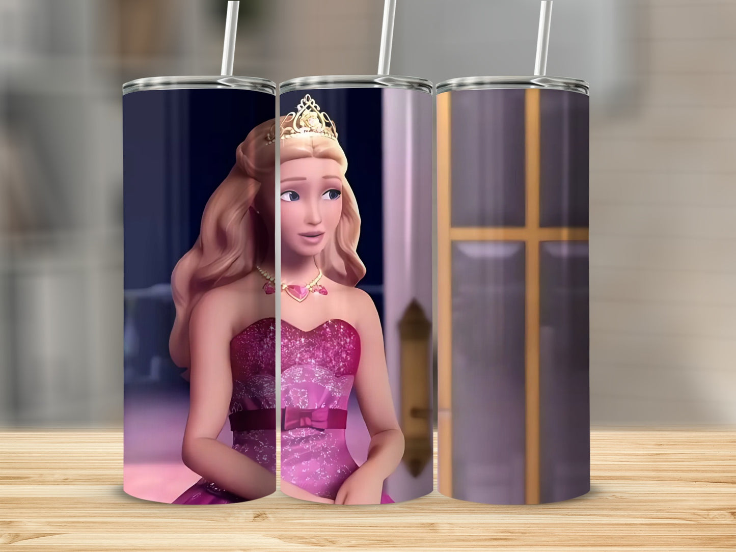 Enchanting Princess Design Slim Tumbler for Kids