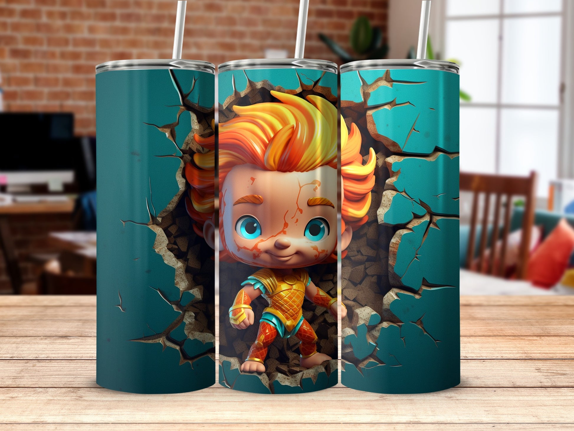 Cute Animated Superhero Cartoon Design Tumbler Product