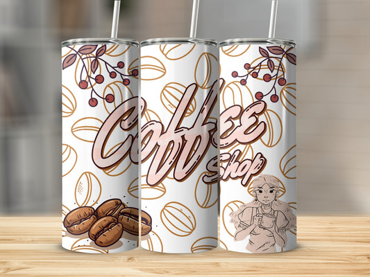 Coffee Shop Theme Insulated Stainless Steel Tumbler