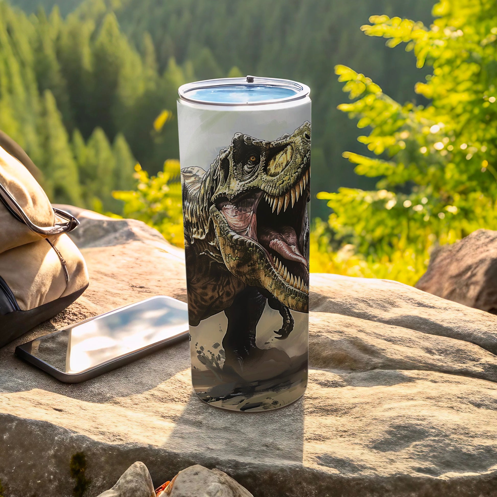 Ferocious T-Rex Dinosaur Graphic Tumbler Outdoor product type
T-Rex, Dinosaur, Dino, Tyrannosaurus Rex, Jurassic Theme, Prehistoric Creature, Roaring Dinosaur, Animal Art, Monster Design, Tumbler, Insulated Tumbler, Drink Cup, Travel Mug, Beverage Holder, Outdoor Drinkware, Nature Scene, Gift Idea, Unique Design, Creature Art, Wildlife Graphic