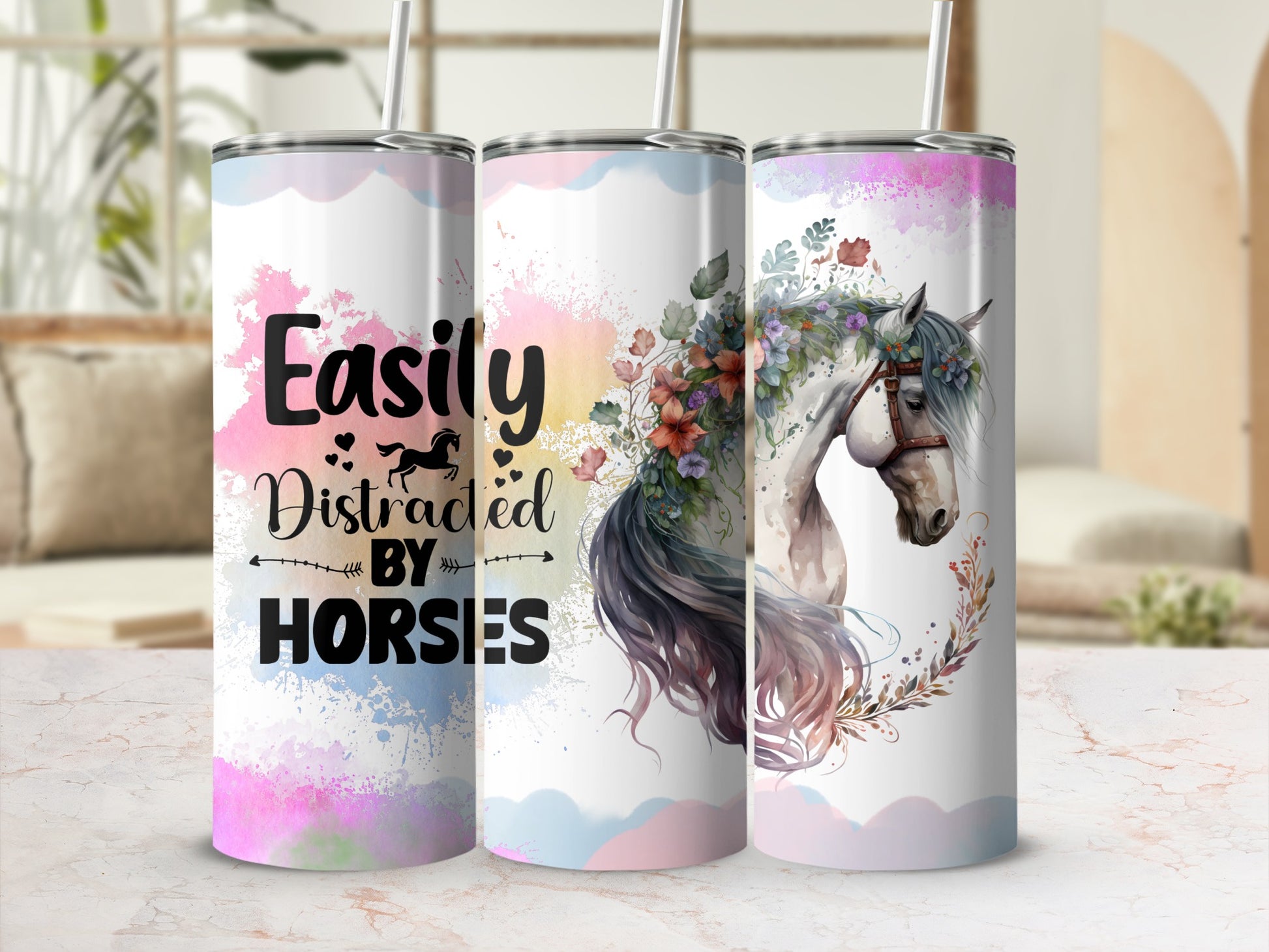 Easily Distracted By Horses Tumbler Set