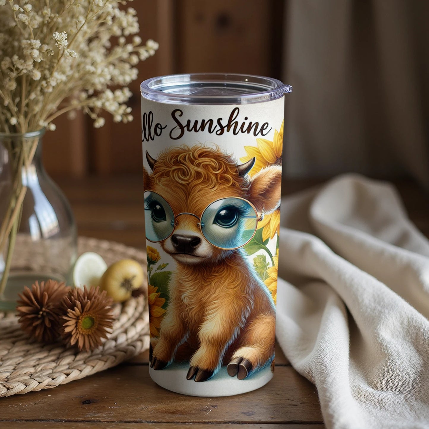 Cute Baby Deer with Glasses Hello Sunshine Tumbler