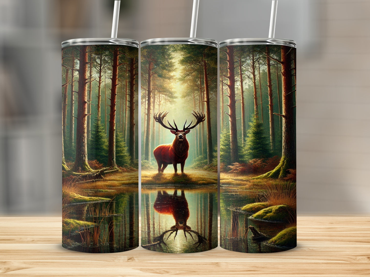 Beautiful Forest Scene with Majestic Elk Tumbler