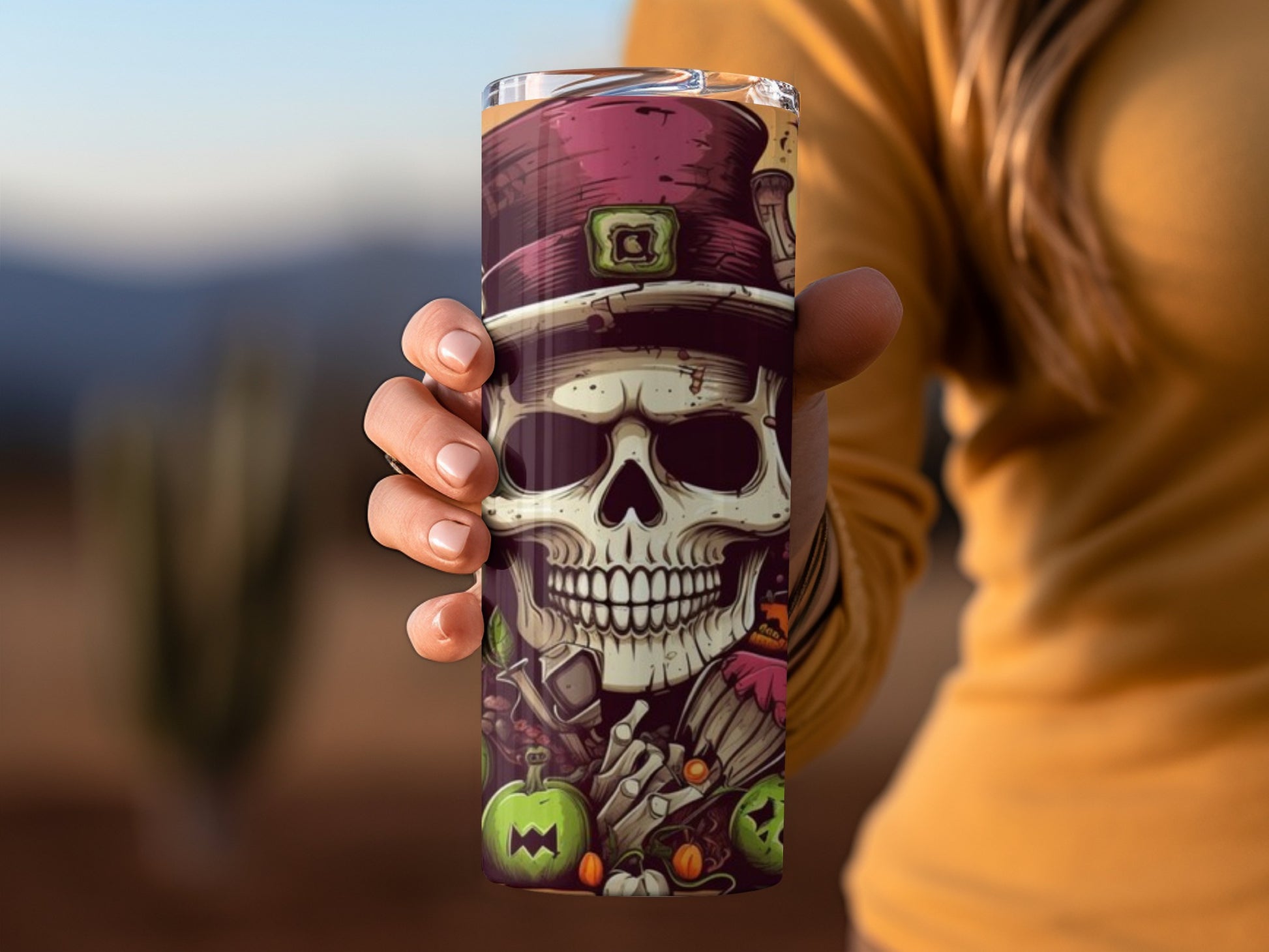 Halloween Skull and Pumpkin Design Tumbler Product
