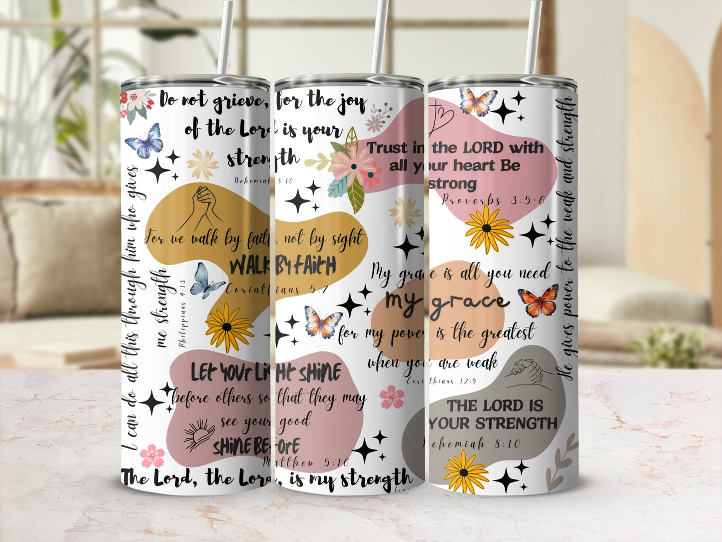 Inspirational Christian Quotes Tumbler Spiritual Drinkware