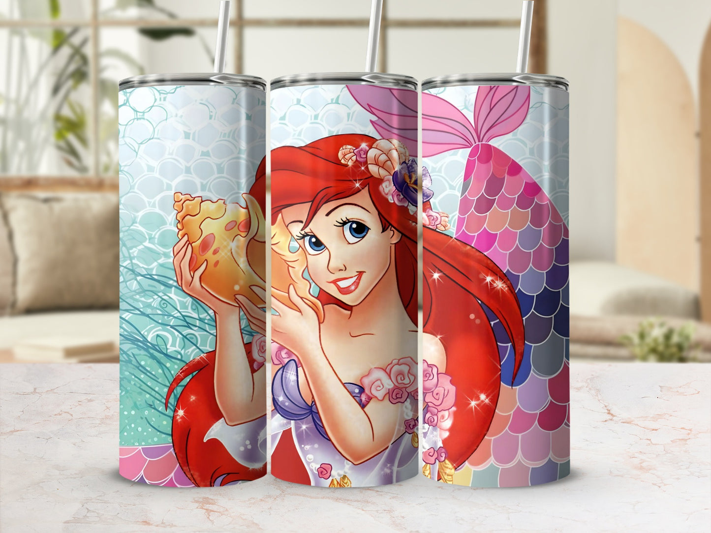 Mermaid Princess Holding Conch Shell Tumbler product