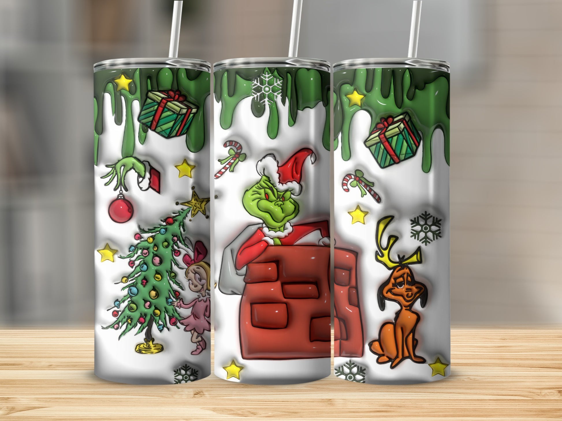 Christmas Grinch and Reindeer Holiday Tumbler Cup
