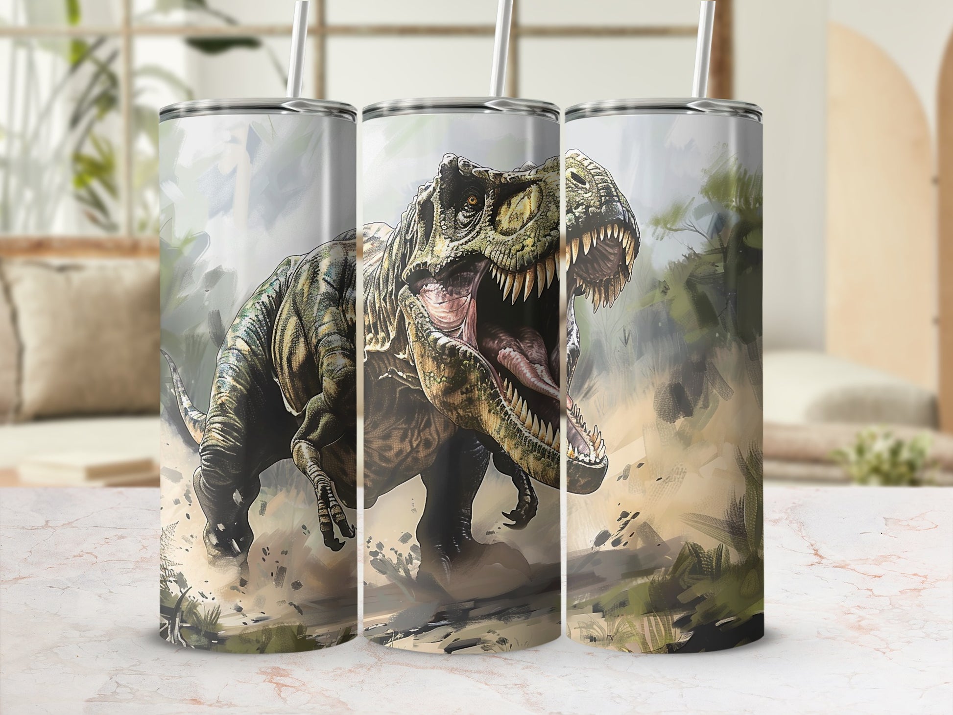 Roaring T-Rex Dinosaur Prehistoric Design Action Tumbler product type