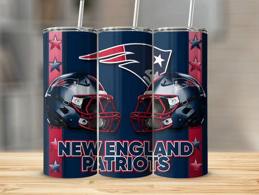 New England Patriots Football Helmets and Stars Tumblers