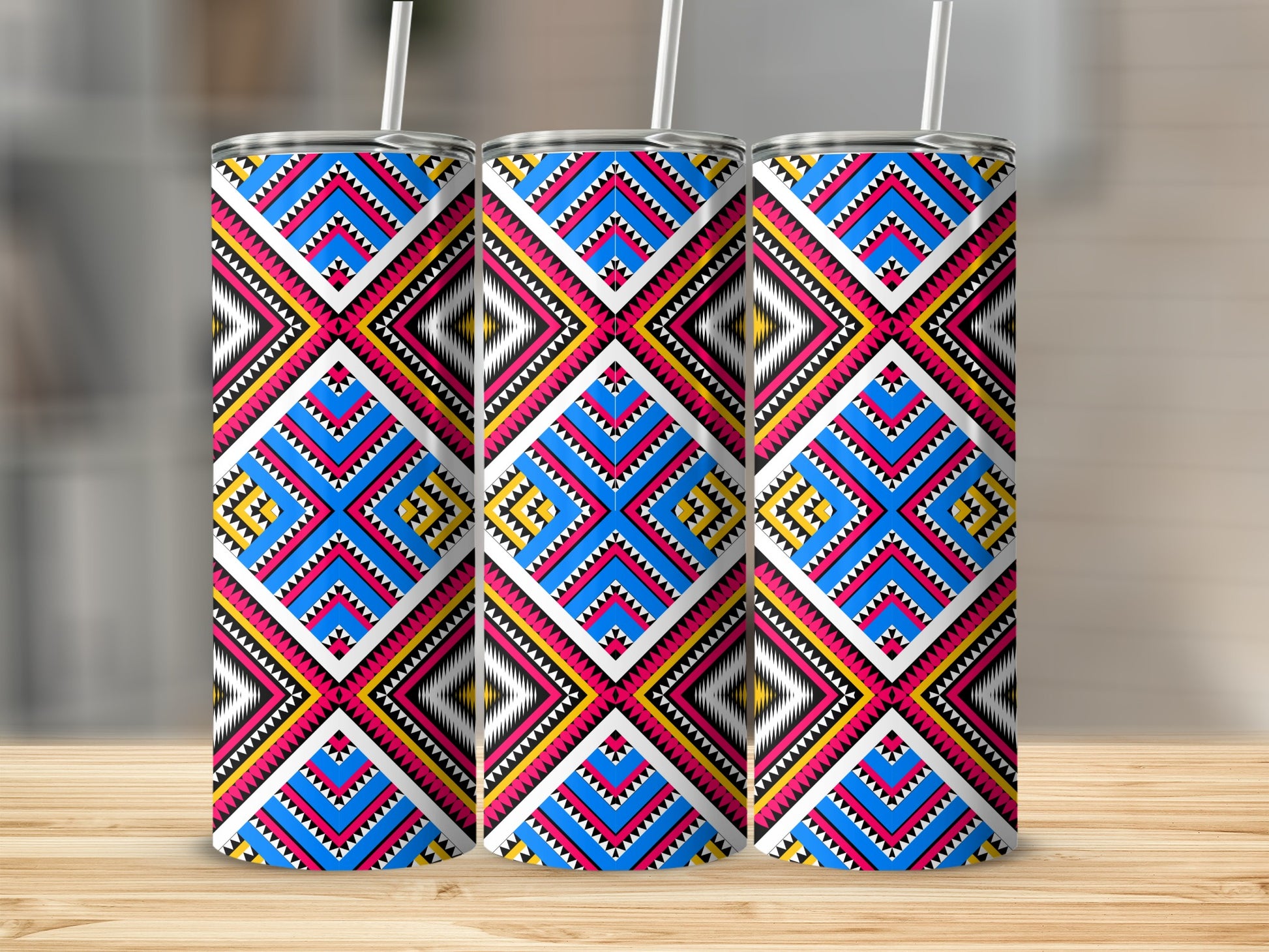 Bright Geometric Pattern Tall Tumbler Beverage Holder