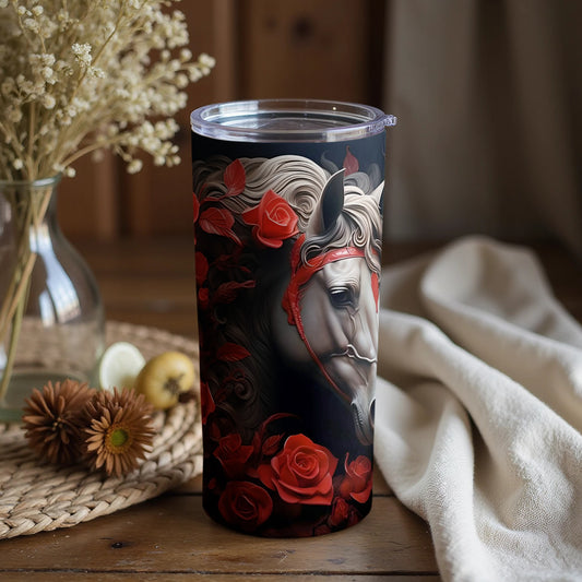 Elegant Horse and Roses Design Tumbler for Everyday Use