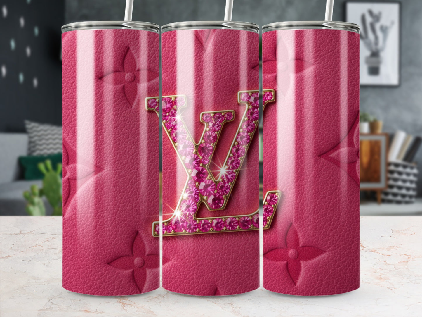 Sparkling Pink Pattern Tumbler Customizable Design