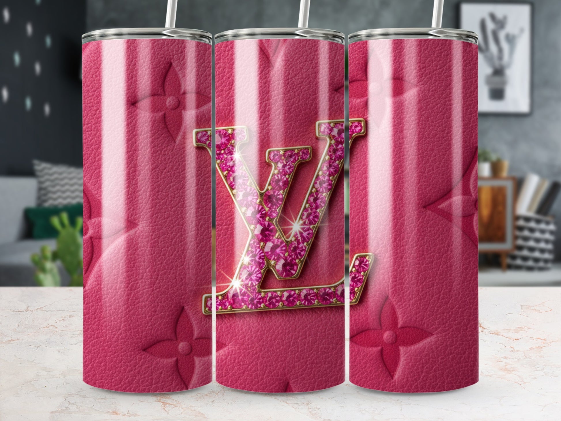 Sparkling Pink Pattern Tumbler Customizable Design