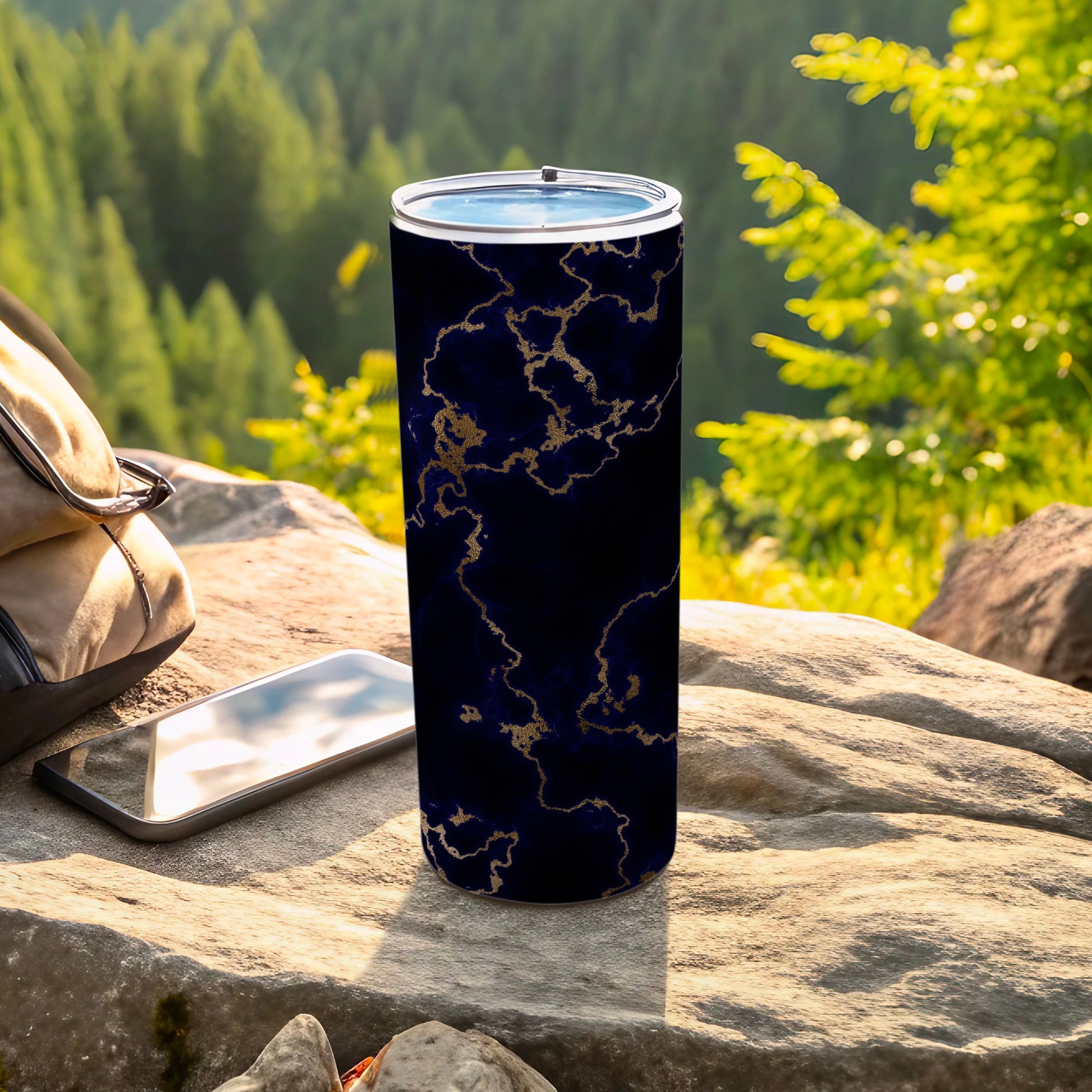 Dark Blue Gold Marble Pattern Tumbler product type
