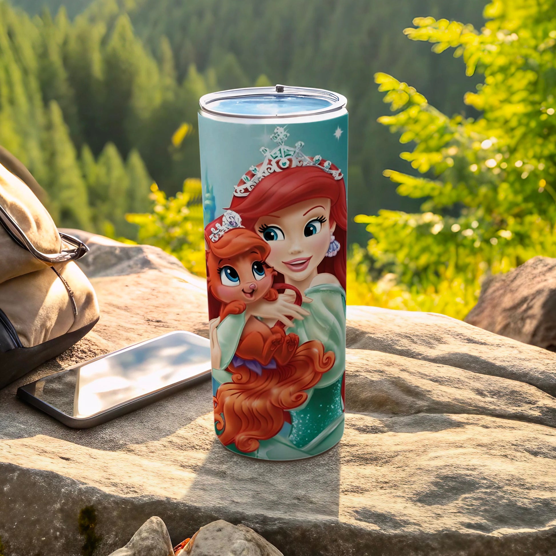 Princess with Pet Travel Tumbler for Outdoor Adventures