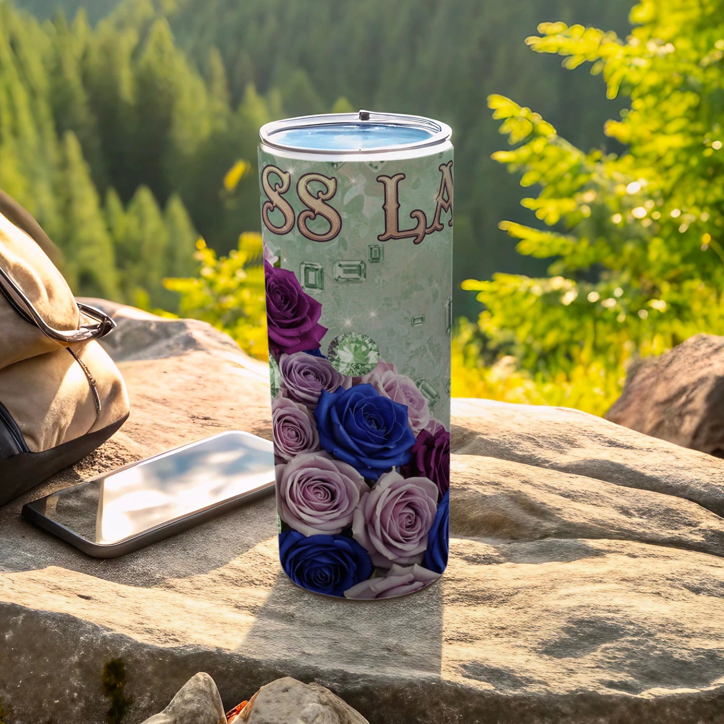 Vibrant Floral Rose Patterned Tumbler for Outdoor Enjoyment