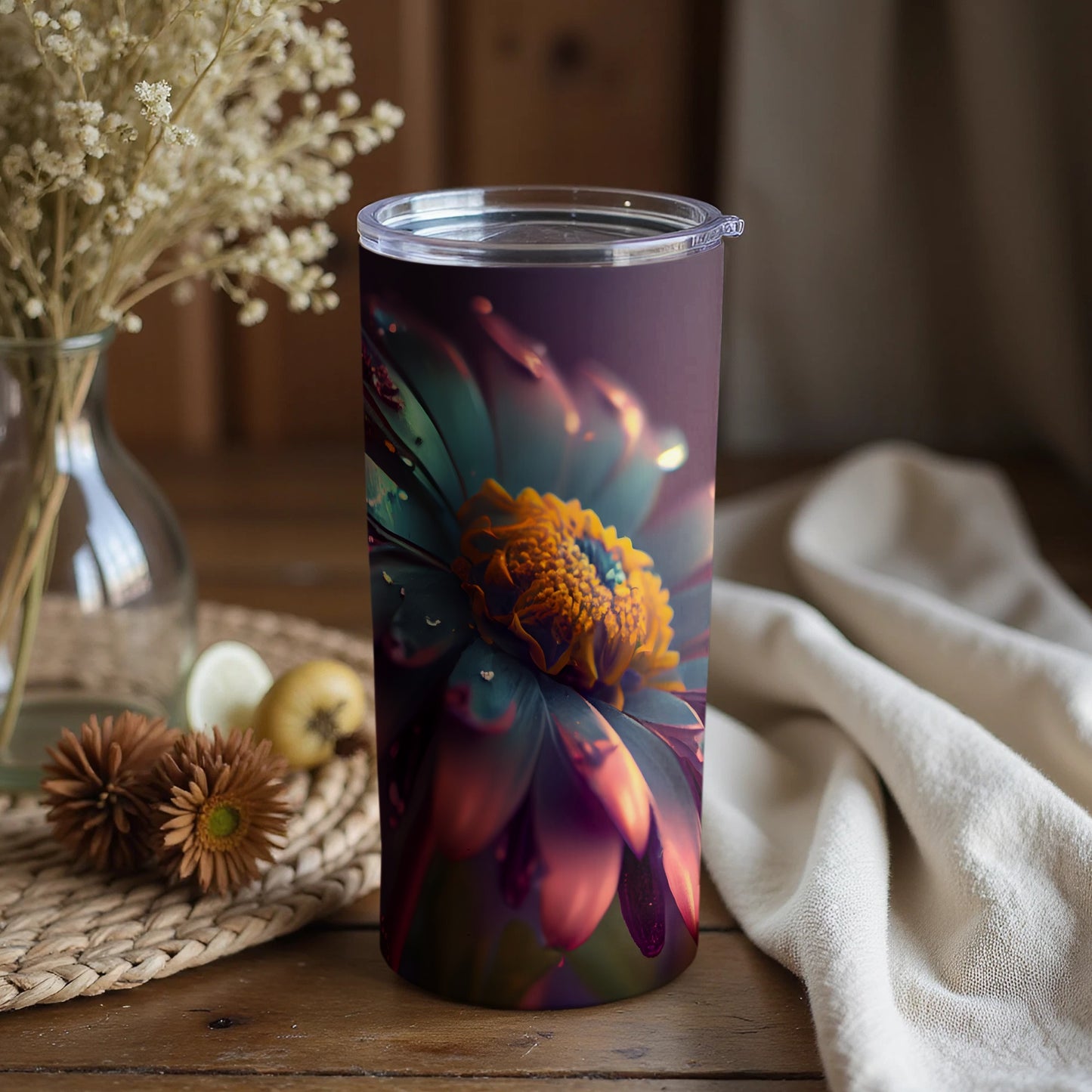 Vibrant Floral Design Insulated Travel Tumbler