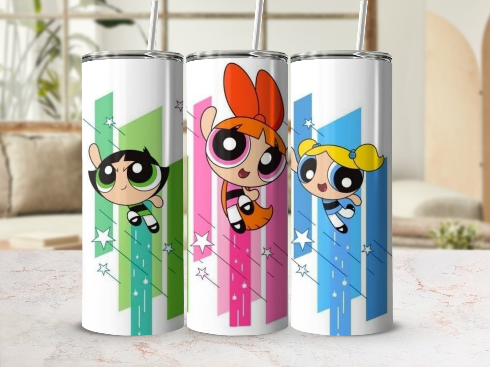 Cartoon Design Triple Character Printed Tumbler