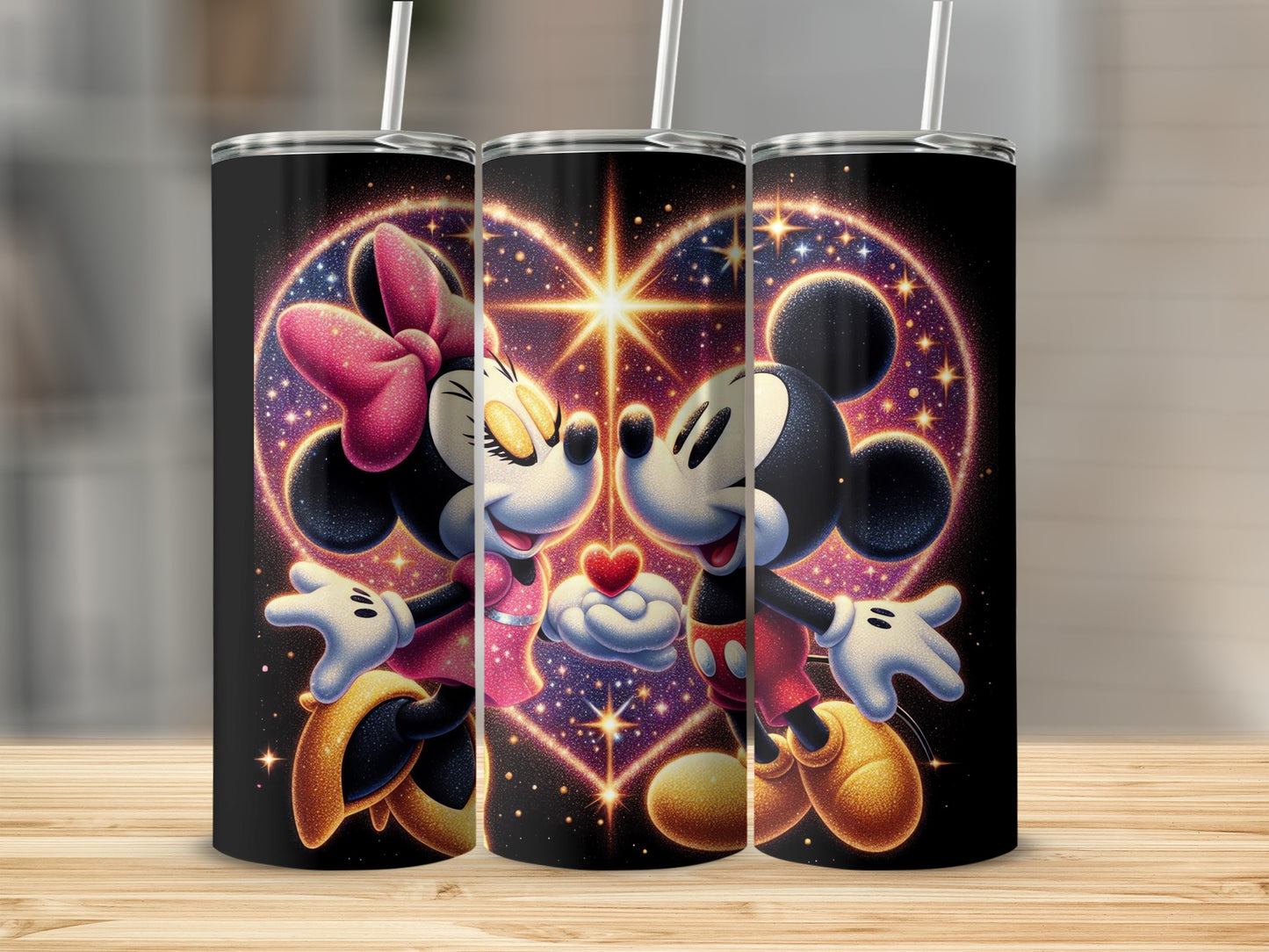 Romantic Mickey and Minnie Mouse Tumbler Design
