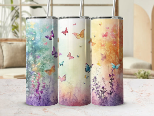 Butterfly Garden Watercolor Nature Inspired Tumbler product type