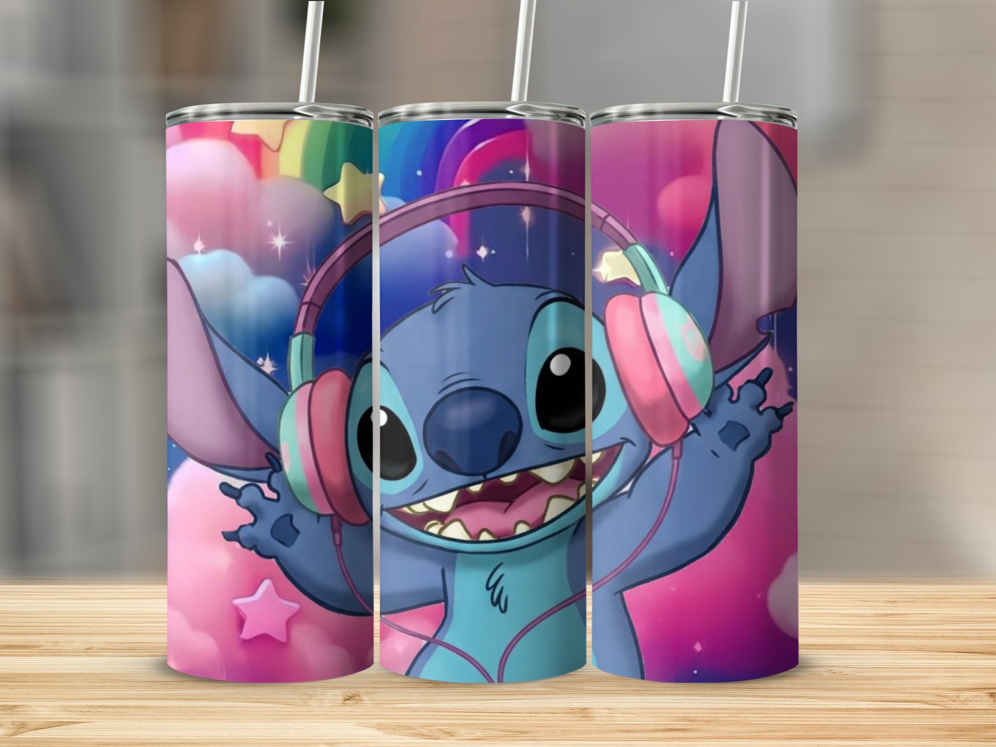 Cute Cartoon Character with Headphones Tumbler