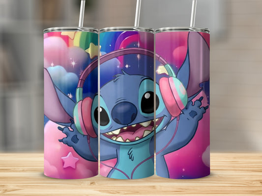 Cute Cartoon Character with Headphones Tumbler
