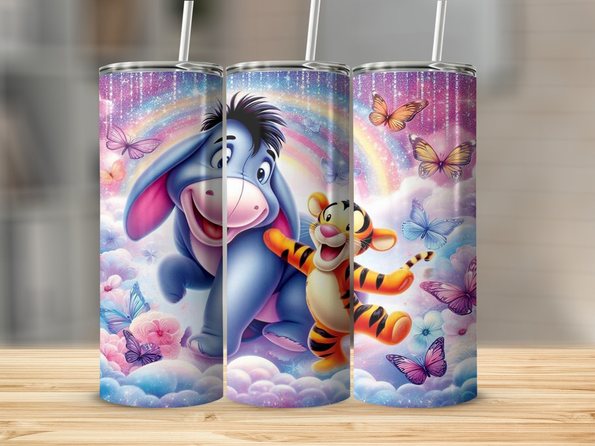 Cute Colorful Tumbler with Tigger and Eeyore Design