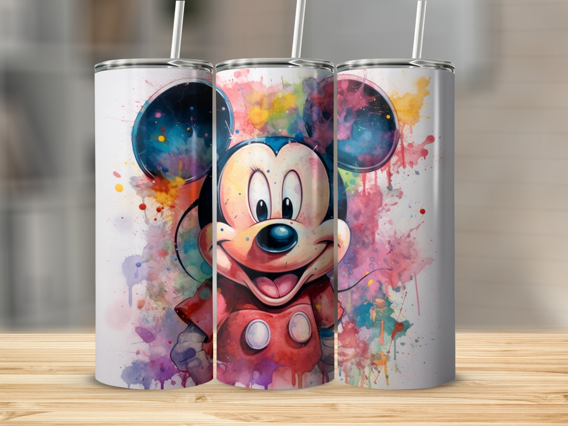 Splashed Mickey Mouse Art Tumbler for Colorful Hydration