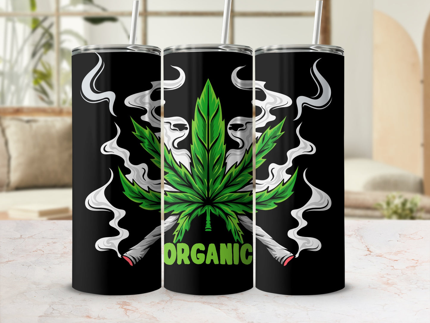 Organic Leaf Design Insulated Tumbler Stainless Steel