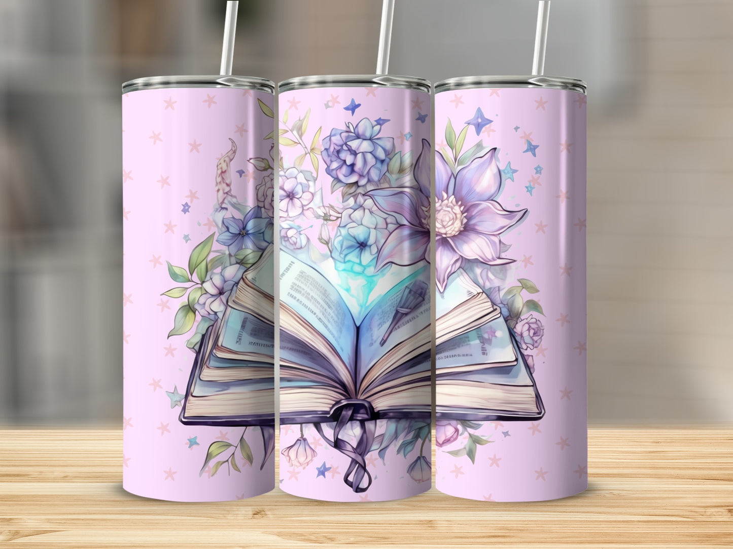 Magical Floral Book Themed Tumbler 20oz Drinkware