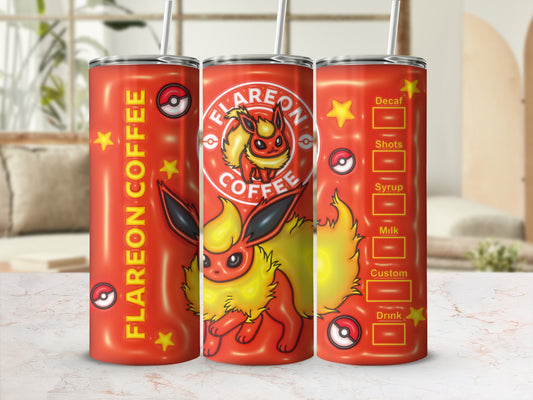 Flareon Coffee Pokeball Stars Custom Drink Tumbler product type