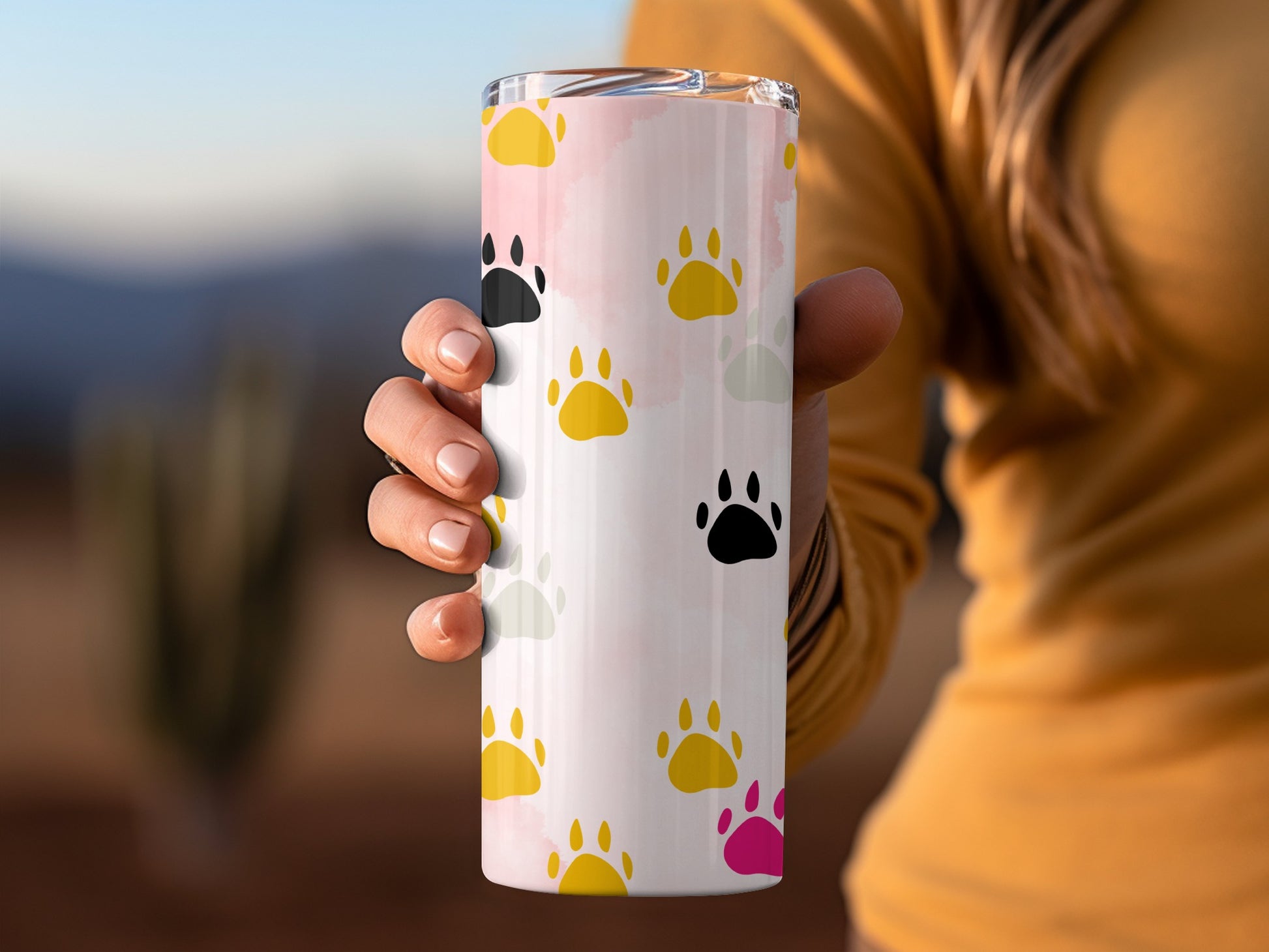 Colorful Paw Print Design Tall Tumbler Cup